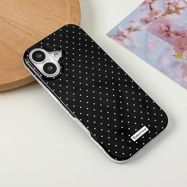 iPhone 17 Case, IMD Soft Shell Material, Cute and Stylish Polka Dot Pattern, Beautiful Design, Black black