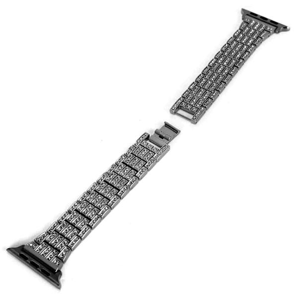 Metal Urrem 5-Rækker Rhinestone-Besat Udskiftningsurrem Egnet til IOS Watch 42mm / 44mm Sort