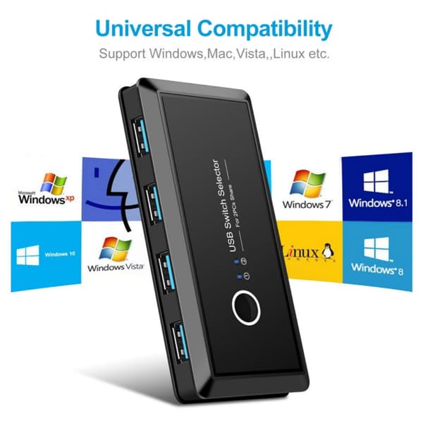 2-ind/4-ud USB-delingskontakt, USB 3.0 KVM-switchvælger, USB 3.0 printerdelingsenhed