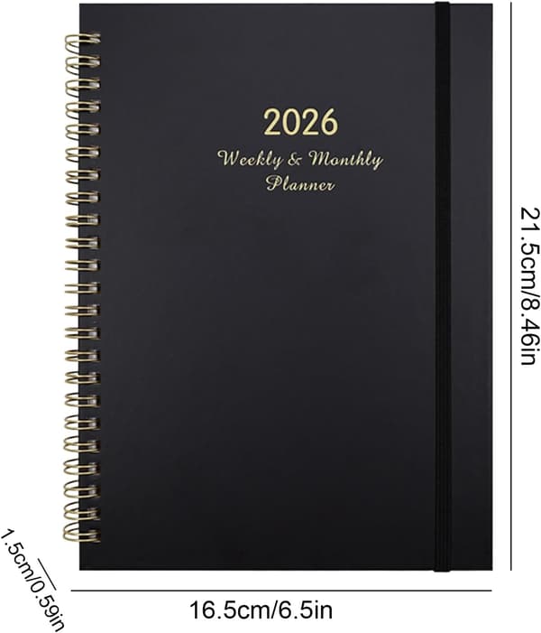 Ukeplanlegger Notatbok - 2026 A5 Ringperm Dagbok, Bærbar Organizer Notatbok, Påfyllbare Sider, Kompakt Design for Reise