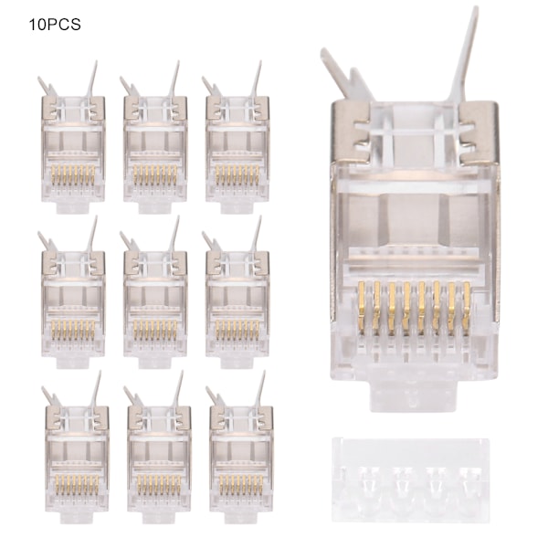 10 stk. Skjermet RJ45 8P8C CAT7 30GIP Kommunikasjonsnettverk Serverkontakter Ethernet-kabel RJ45