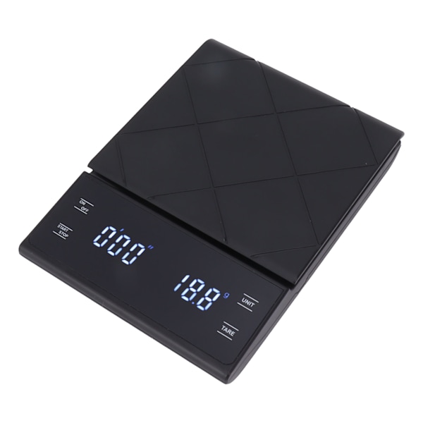 3 kg 0,1 g kaffevægt, vandtæt digital køkkenvægt med berøringsskærm og timer til køkken, kaffebar, bageri, sort