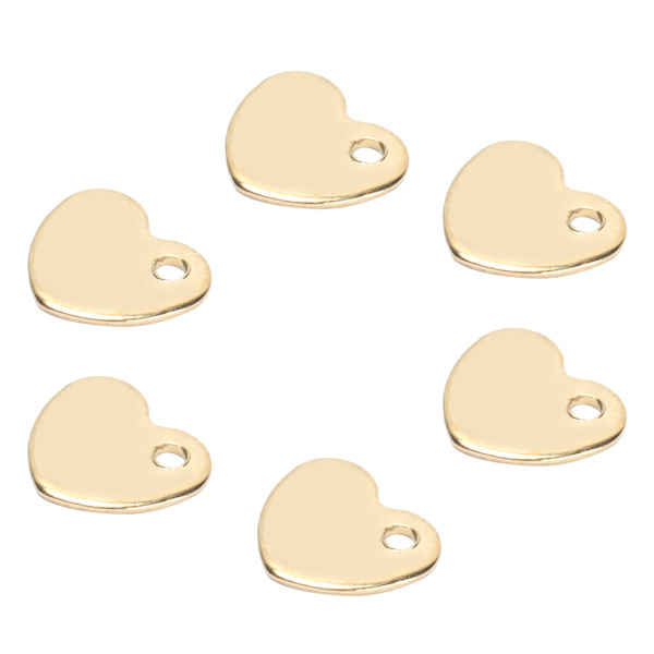 20 stk. DIY Hjerteformet Vedhæng Rustfrit Stål Vedhæng med Hul Smykkefremstillings Tilbehør (Guld 9 x 10mm)