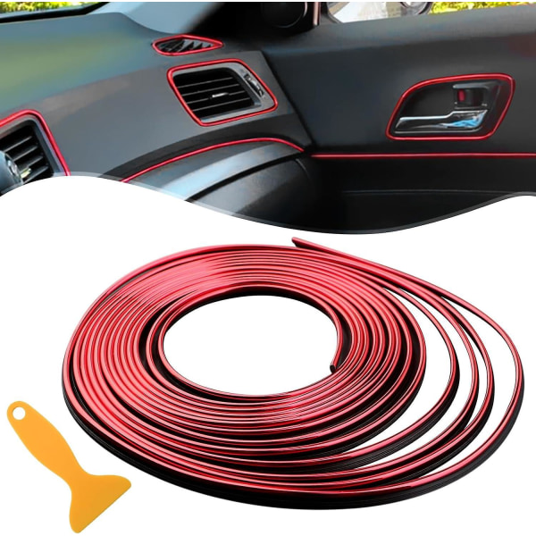 Röd bil interiör gjutning trim 10m tejp 3D filmremsa dekoration för bildelar interiör distanser