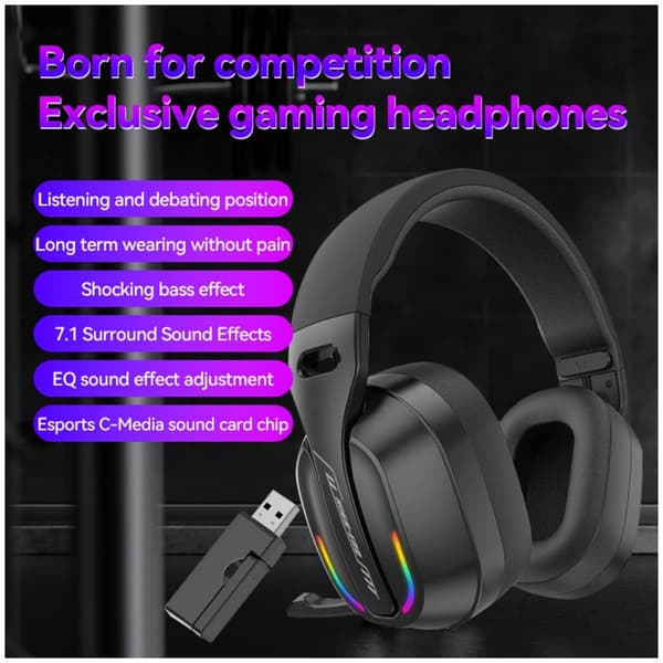 2.4G Trådlöst Bluetooth Over-Ear Gaming Headset med Mikrofon