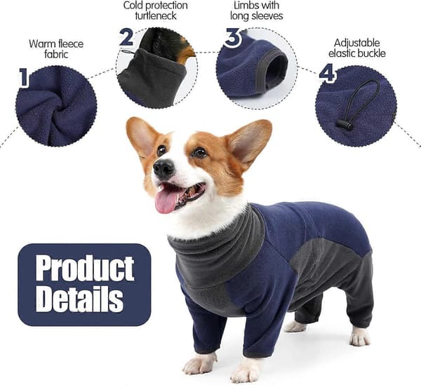 (Blå, S) Koldvejrsjakke til hunde, varme pyjamas til hunde