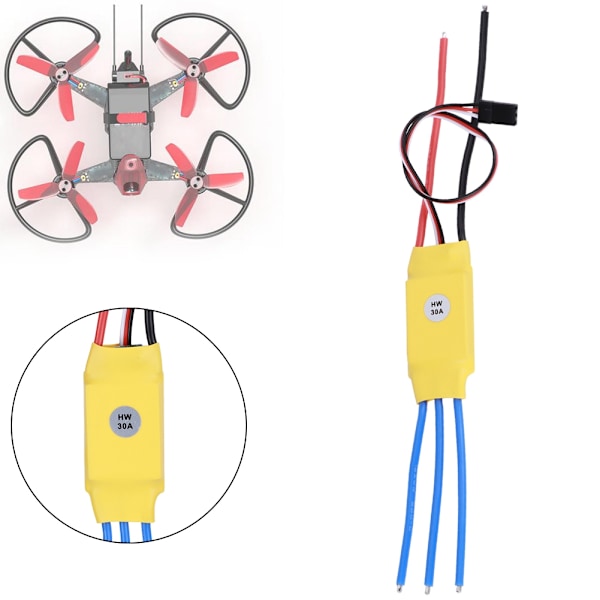 30A ESC Brushless Elektrisk Hastighedsregulator Opgraderingsdel Tilbehør til RC Quadcopter Drone Gul