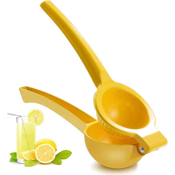 Handheld Citrus Juicer - Metal Lemon Lime Squeezer (Yellow)