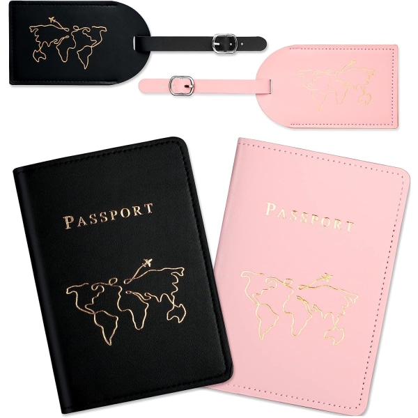 Matkatavaralappu ja passin cover, 2xPU-nahkainen matkalaukkulappu