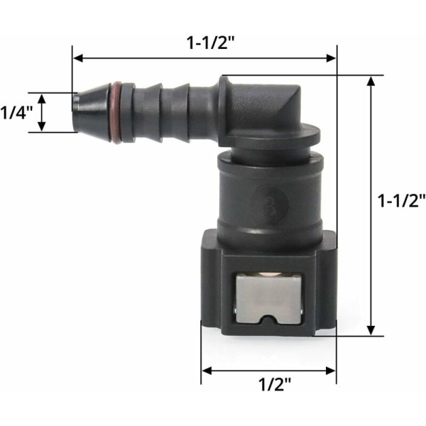 2-pack bilbränsleslangkoppling Bensin slangkoppling 90 graders snabbkoppling plast 7,89 mm ID6 kontakt
