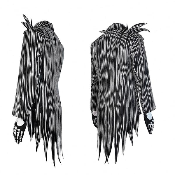 Herr Cosplay-dräkt Jack Skellington Skelettdräkt Set med krage och handskar L