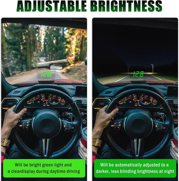 GPS Car Head-Up Display, with Large, High-Resolution Text and a USB Plug-and-Play Digital Speedometer; Universal Car Head-Up Display