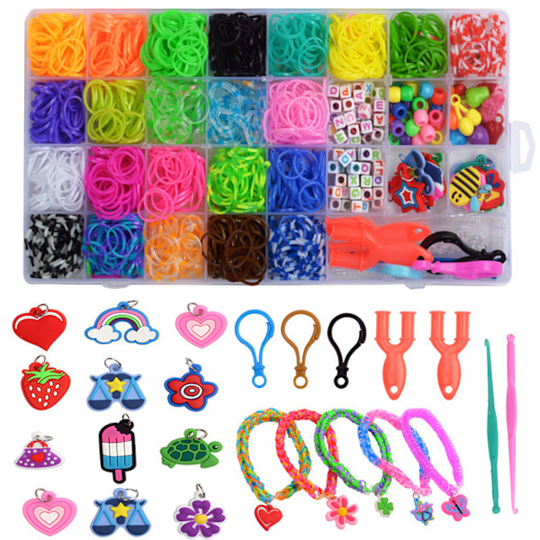 Farverigt Loom Bands Sæt DIY Elastikker Kit til DIY Armbånd Halskæde