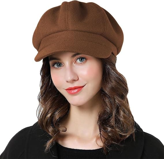 Damebasker, flat cap, fransk ullhatt, klassisk høst/vår/vinterstil.