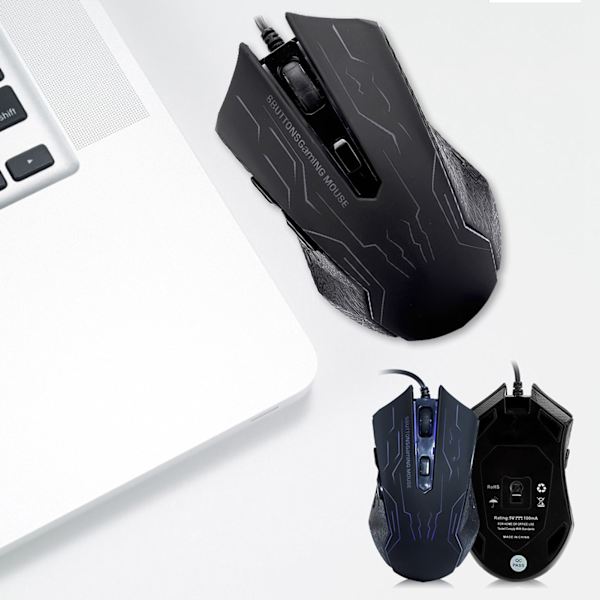 Tyst Gamingmus USB Kabelansluten Skrivbordsdator Laptopmus G6 1.5m 6-läges Justerbar
