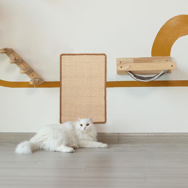 Cat Scratch Mat, 30.5 x 40 cm Natural Sisal Cat Scratch Mat, Horizontal Cat Floor Scratch Pad Mat with Tape, Protect Sofa and Carpet