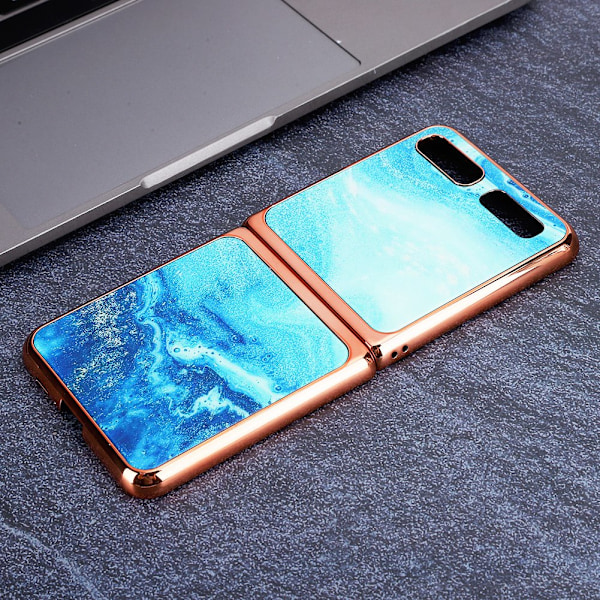Härdat Glas Skal för Mobiltelefon Skyddsfodral Baksida Skyddsfodral för Galaxy Z Flip Blå