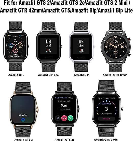 Vævet urrem i rustfrit stål til Amazfit GTS 2, GTS 2 Mini, Bip, GTS 3, GTS 2e og GTR 40mm