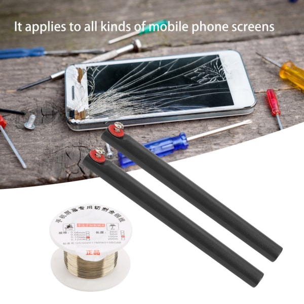 100M Molybden Tråd Skjærelinje med Håndtak for iPhone LCD Skjermseparator (0.1mm*100m)