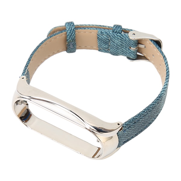 Klockarmband Tyg Justerbart Andningsbart Smartwatch Ersättningsarmband för Mi Band 7 Blått Tyg Silverfodral