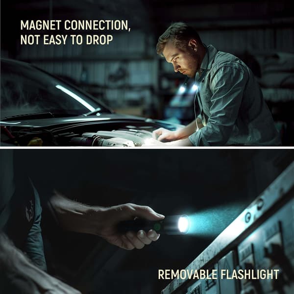 LED Neck Light, 1800 Lumen Rechargeable Neck Flashlight with Magnetic Base, Detachable Neck Work Light with Zoomable Flashlight, Flexible Around Neck