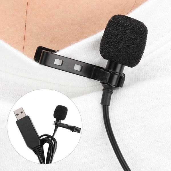 USB Plugg Mini Krage Clip Kondensator Mikrofon for Datamaskin Opptak Live Sending