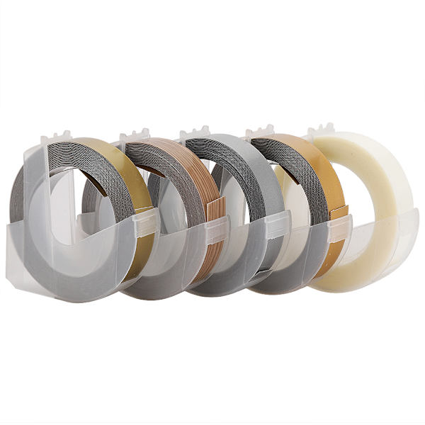 5 stk. Prægningstape Manuel 3D Dekorativ Manuel DIY PVC Label Maker Tape 9mm 3 meter D Sæt