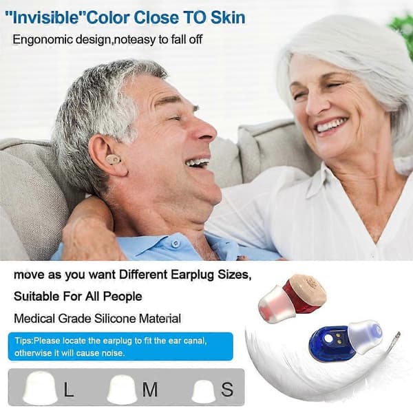 Mini Rechargeable In-Ear Hearing Aid Sound Amplifier Stable Transmission Noise Reduction with Rechargeable Base