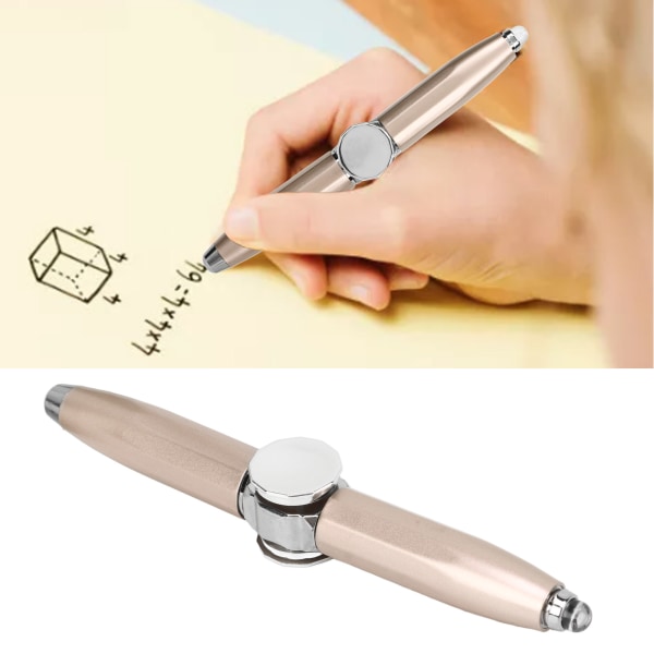 Fingerspiss lysende gyro kulepenn Fingerspinnende skrivepenn med LED-lys for å frigjøre stress Gull pink