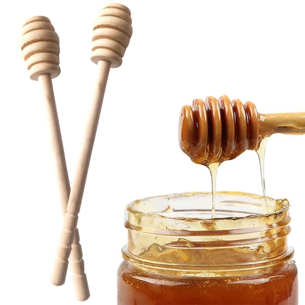 Sett med 2 Honeycomb Wood Honey Dippers Røre Dipper Wand Stick Krukke Håndtak blandeskje