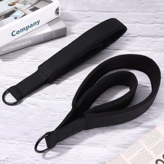 Pilates Double Loop Straps - Padded - D-Ring - For Reformer - Home and Gym - One Size - Set of 2 - Black