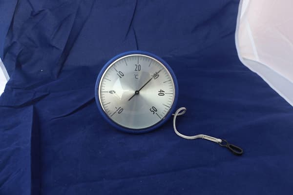 Analog pooltermometer i rostfritt stål med fästlina för swimmingpooler och dammar - Blå