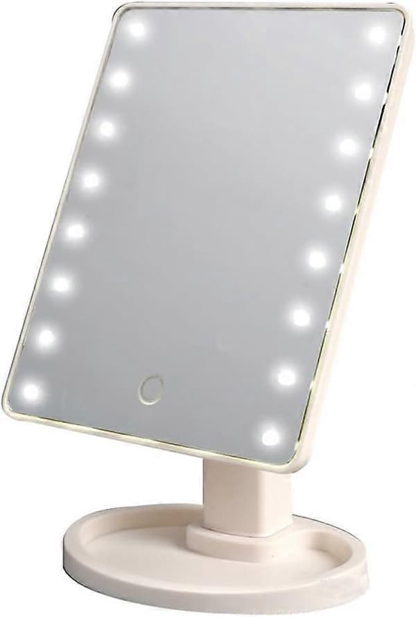 16 LED Smart Touch Screen Bærbart Bordplade Belyst Kosmetisk Makeupspejl (Hvid)