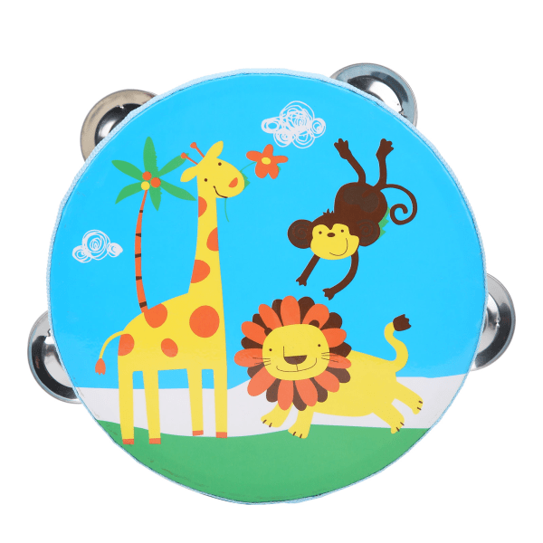 Barn Handtrumma Handhållen tamburin tecknat mönster Musikaliskt pedagogiskt instrumenttillbehör Giraff