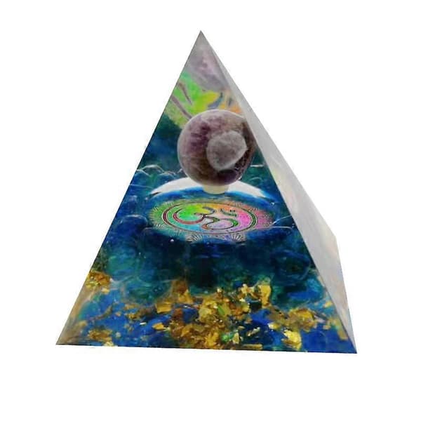 Blå grus harpiks personlig stenpyramidepynt håndværk, 1 stk, 60*60 mm