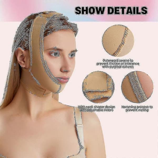 Compression Chin Strap for Facelift, Neck Lift, Post-Surgery Lift, Post-Liposuction Compression Garment - PP