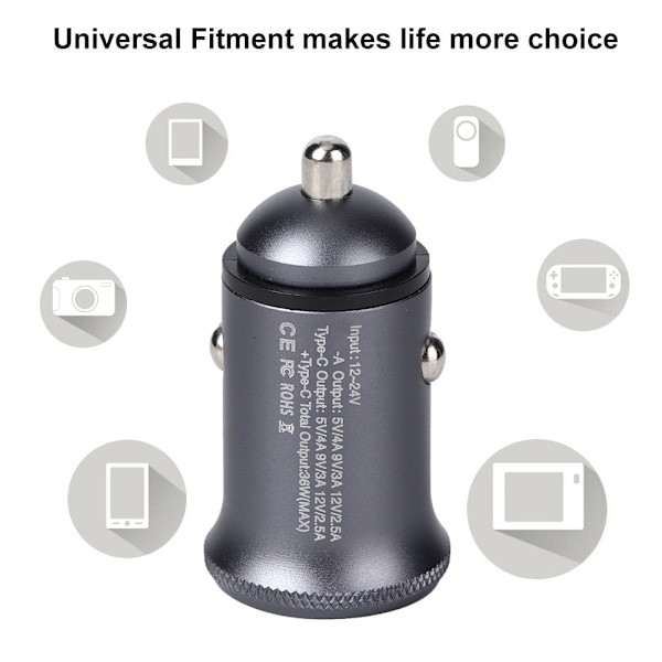Kannettava kaksois-USB-portti nopea autolaturi QC3.0-tuelle