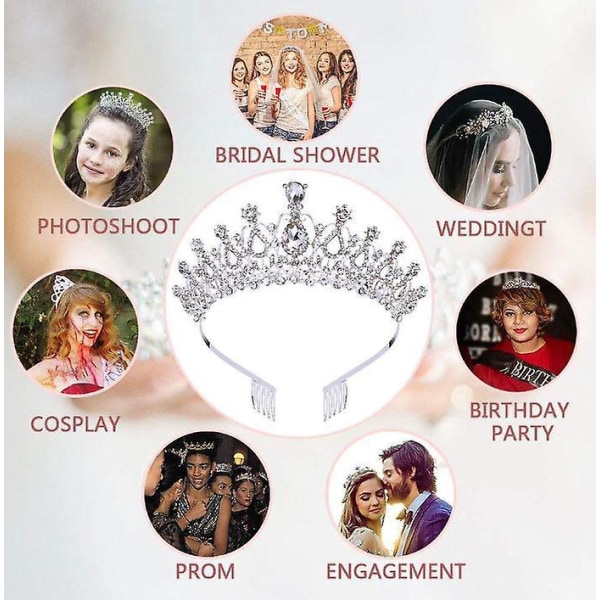 Crystal Rhinestone Comb Crown - Perfekt för brudar, bröllop och prinsessfester