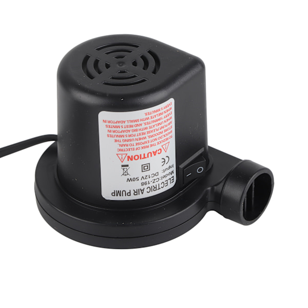 12V DC Elektrisk Luftpumpe med 3 Dyser for Oppblåsbare Madrasser, Flåte, Senger og Båter