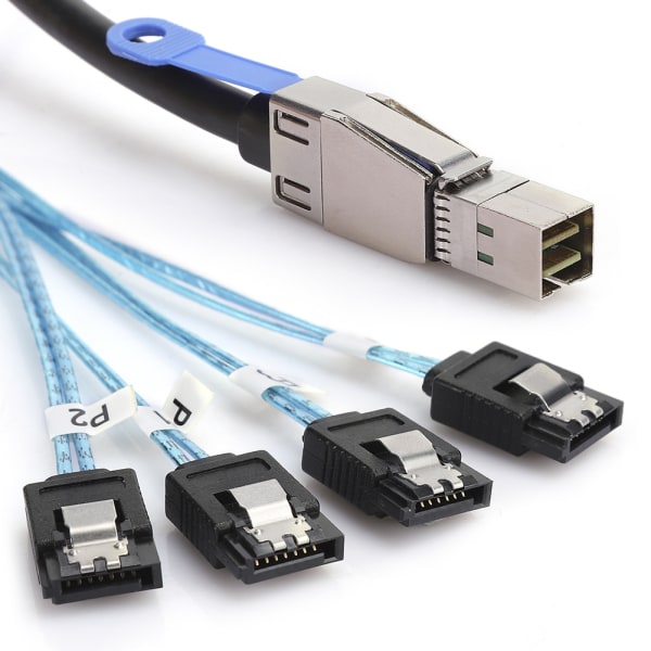 H0402 Mini SAS-kabel SFF-8644 til 4 x SATA Ekstern Server Harddisk Datatilbehør