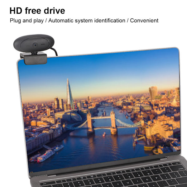PC Kamera Webbkamera HD 1080P Datortillbehör Inbyggd Mikrofon för Videokonferens (Svart)