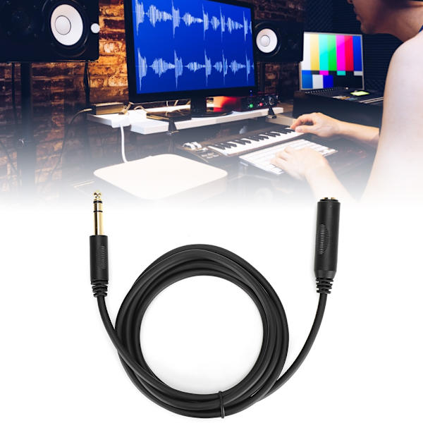 Ren kobberleder med skjerming 6,35 mm Stereo Hann til Hunn Audio Skjøtekabel for Lydkort/Elektrisk Gitar 4,5M