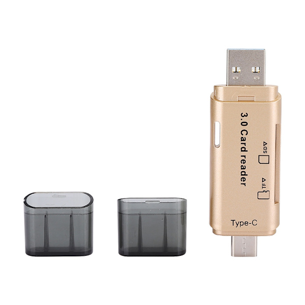 Kortlæser Mobiltelefon Computer Multi Funktion Opbevaring Bærbar Konverter Hukommelse USB3.0 (Gylden)