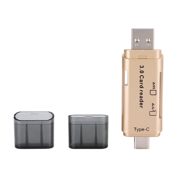 Kortleser Mobiltelefon Datamaskin Multi Funksjon Lagring Bærbar Konverter Minne USB3.0 (Gull)