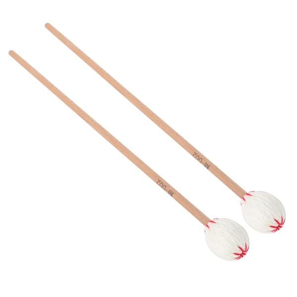 2 stk Marimba Mallets Ahornstænger Uld snoet percussion Instrument Spilletilbehør Hvid bold