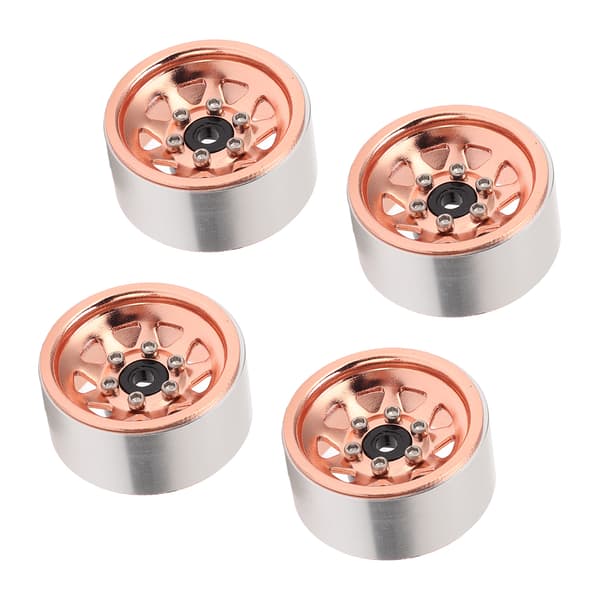 4st RC bilhjulnav 1.0in Crawler Car General 7mm Hex Driver Silver Yttre Triangulär 9 Hål Metall Hjulfälgar Guld