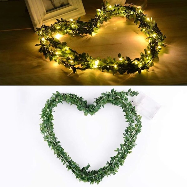 2/3/5/10M LED Konstgjord Lövgirlang Realistisk Lövkrans med Ljusslinga