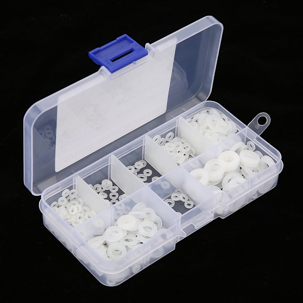 500 st M2-M6 Nylon Platt Bricka Packning Vanliga Brickor Sortimentskit med Låda (Vit)