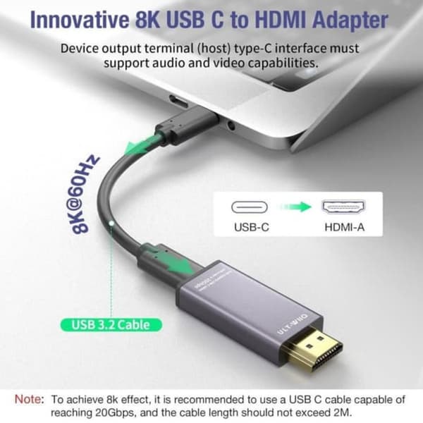 USB-C till HDMI 8K60Hz-adapter, USB till HDMI