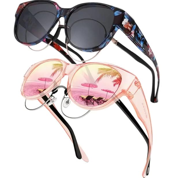 【Solglasögon】2-pack Oversized Over Glasses Solglasögon för kvinnor Fyrkantiga Passar Över Polariserade Solglasögon